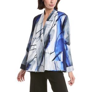 Lemon Grass Womens  Reversible Buttoned Cape Jacket, Navy